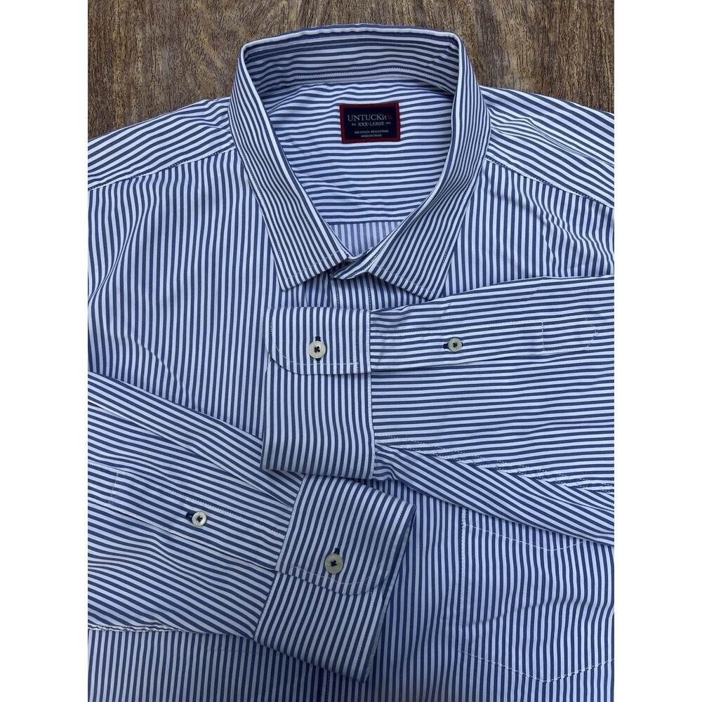 UNTUCKit Terzolo Blue White Stripe Button Down Shirt Men’s XXXL Regular Fit